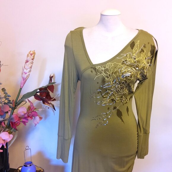 NWT I.AM.GIA Women's High Quality Long Sleeve V Neck Floral Embroidery Dress - Picture 7 of 8